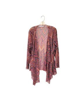 Attitudes By Renée Womens Multicolor Chevron Open Front Drape Cardigan 1X